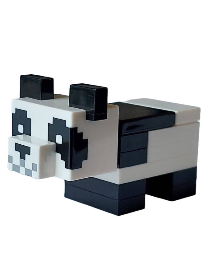 lego 2023 animal minepanda03 Panda Minecraft Panda, Baby (White Plate with Bar Handle) - Brick Built 