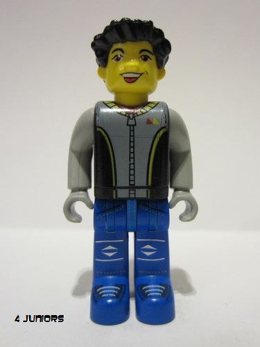 lego 2001 mini figurine cre004 Max Black Torso, Light Gray Arms, Blue Legs 