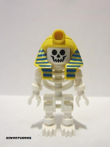 lego 1998 mini figurine gen006 Skeleton With Standard Skull, Yellow Mummy Headdress with Pattern 
