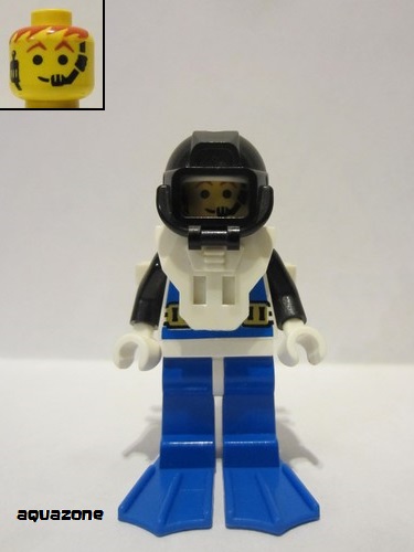 lego 1995 mini figurine aqu029 Aquanaut 3 With Blue Flippers 