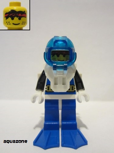 lego 1996 mini figurine aqu001a Aquanaut 1 With Blue Flippers 