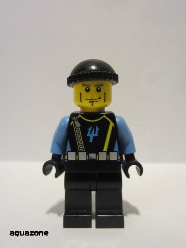 lego 2007 mini figurine aqu027 Aquaraider Diver 4 Black Knit Cap 