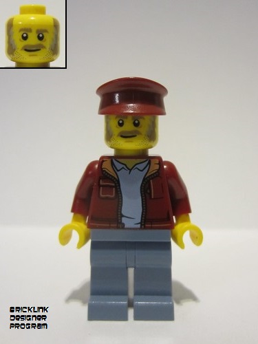 lego 2022 mini figurine bdp052 Fishing Boat Captain Dark Red Jacket and Hat 