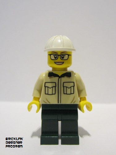 lego 2023 mini figurine bdp064 Construction Engineer / Architect Female, Tan Shirt, Dark Green Legs, White Construction Helmet 