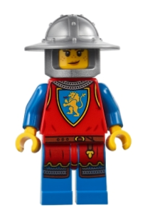 lego 2025 mini figurine adp185 Medieval Seaside Market Lion Knight Archer Female, Flat Silver Broad Brim Helmet 