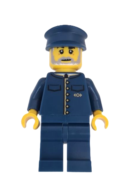 lego 2025 mini figurine adp202 Wild West Train Conductor Male, Dark Blue Uniform 