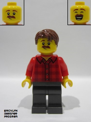 lego 2025 mini figurine bdp154 Harbormaster's Office Fisherman Red Plaid Flannel Shirt, Pearl Dark Gray Legs, Reddish Brown Hair 