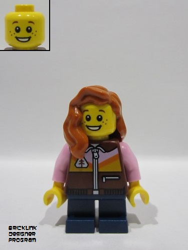 lego 2025 mini figurine bdp155 Harbormaster's Office Child Reddish Brown Jacket, Dark Blue Short Legs, Dark Orange Hair 