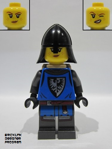 lego 2025 mini figurine bdp172 Forest Stronghold Black Falcon Soldier Female, Pearl Dark Gray Detailed Legs, Helmet with Neck Protector, Dark Tan Backpack 