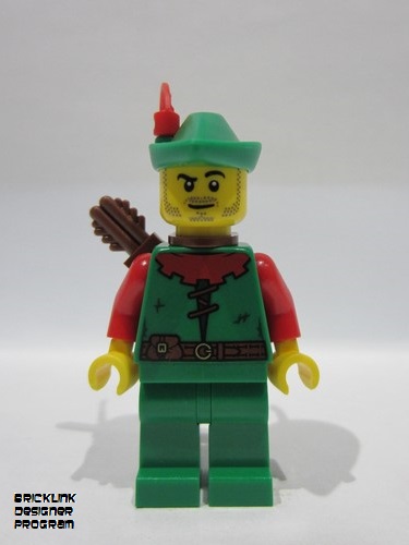 lego 2025 mini figurine bdp177 Forest Stronghold Forestman Red, Green Hat, Red Feather, Quiver, Stubble 