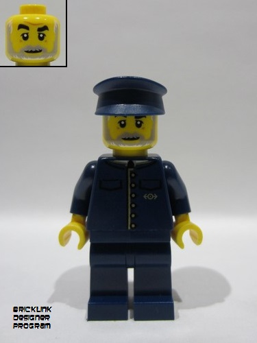 lego 2025 mini figurine bdp202 Wild West Train Conductor Male, Dark Blue Uniform 