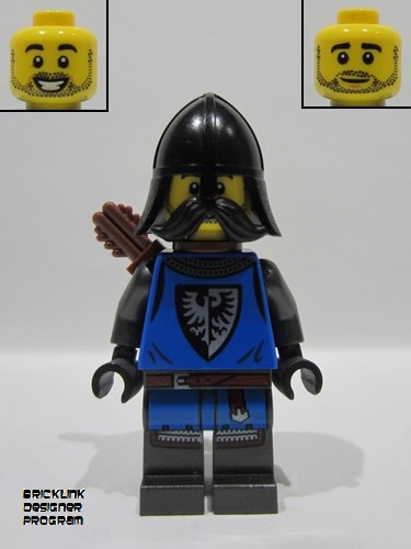lego 2025 mini figurine bdp216 Black Falcon Archer Male, Pearl Dark Gray Detailed Legs, Black Helmet with Neck Protector, Moustache, Quiver 
