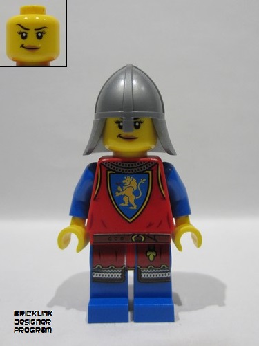lego 2025 mini figurine bdp223 Lion Knight Female, Flat Silver Neck Protector 