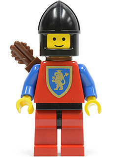 lego 1984 mini figurine cas222 Crusader Lion Red Legs with Black Hips, Black Chin-Guard, Quiver 