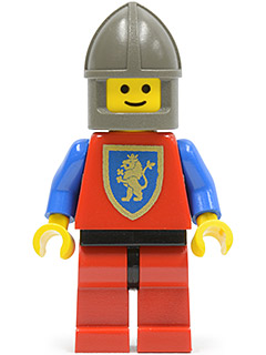 lego 1988 mini figurine cas119 Crusader Lion Red Legs with Black Hips, Dark Gray Chin-Guard 