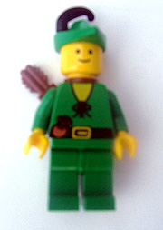lego 1989 mini figurine cas240a Forestman Pouch, Green Hat, Black Feather, Quiver 