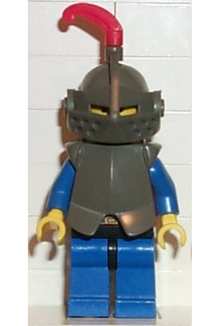 lego 1990 mini figurine cas171 Breastplate Armor over Red, Dark Gray Helmet and Visor, Red Feather 