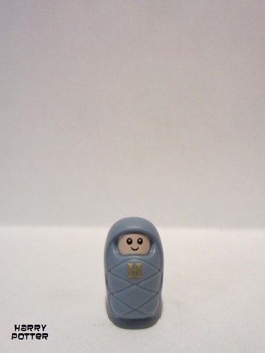 lego 2020 mini figurine colhp39 Harry Potter Baby / Infant with Stud Holder on Back with Light Nougat Smiling Face, Small Eyes and Gold 'H' Pattern 