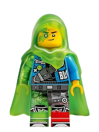 lego 2025 mini figurine drm086 Mateo Dark Azure Jacket, Trans-Bright Green Cape with Hood 