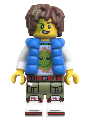 lego 2025 mini figurine drm096 Mateo Z-Blob Shirt, Blue Puffer Vest, Hair with Lime Streaks 