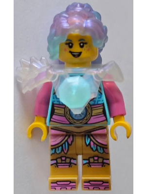 lego 2026 mini figurine drm111 Izzie Satin Trans-Clear Armor with Satin Trans-Light Blue Gem 