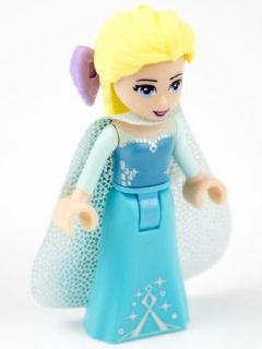 lego 2015 mini figurine dp015 Elsa Sparkly Light Aqua Cape, Lavender Hair Bow 