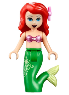 lego 2018 mini figurine dp057 Ariel Mermaid - Pink Top, Flower in Hair, Open Mouth Smile 