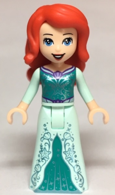 lego 2019 mini figurine dp062 Ariel Light Aqua Dress with Silver Starfish and Shells 