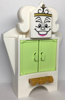 lego 2021 mini figurine dp130 Wardrobe Printed Face on Tile, Modified 2 x 3 Pentagonal with Drawer Handles 