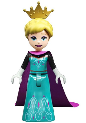 lego 2021 mini figurine dp134 Elsa Coronation Elsa - Dark Turquoise Dress, Black Sleeves and Magenta Cape 
