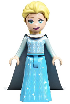 lego 2021 mini figurine dp136 Elsa Medium Azure Skirt, Medium Blue Long Narrow Glitter Cape 