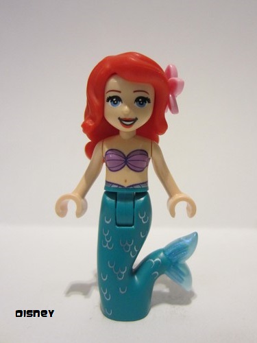 lego 2022 mini figurine dp151 Ariel Mermaid - Medium Lavender Shell Bra Top, Dark Turquoise Tail, Medium Blue Eyes, Bright Pink Flower 