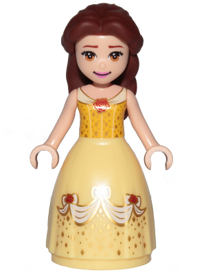 lego 2022 mini figurine dp155 Belle Dress with Red Roses, no Sleeves, Closed Mouth Smile 