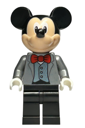 lego 2023 mini figurine dis131 Mickey Mouse Flat Silver Tuxedo Jacket, Red Bow Tie 