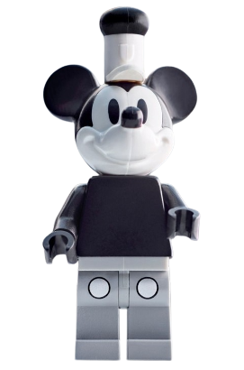lego 2023 mini figurine dis147 Mickey Mouse Vintage, Light Bluish Gray Legs, White Hat with Black Top 