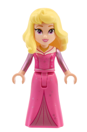lego 2024 mini figurine dis151 Aurora Dark Pink Dress, Metallic Pink Sleeves, Gold Necklace 