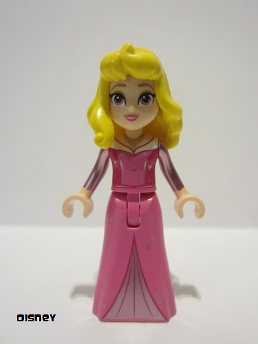 lego 2024 mini figurine dis153 Aurora Dark Pink Dress, Metallic Pink Sleeves, Gold Necklace, Yellow Hair 