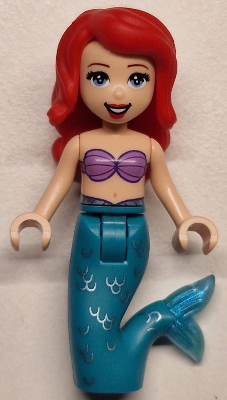 lego 2024 mini figurine dp189 Ariel Mermaid (Light Nougat) - Medium Lavender Shell Bra Top, Dark Turquoise Tail, Medium Blue Eyes 