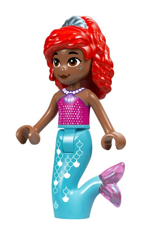 lego 2024 mini figurine dp193 Ariel Mermaid (Medium Brown) - Magenta Top, Medium Azure Tail 