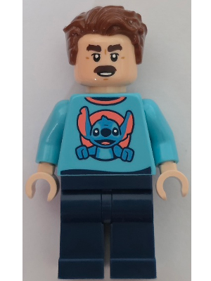 lego 2026 mini figurine dis210 Main Street, U.S.A. Park Guest Male, Medium Azure Stitch Sweater with Surfboard on Back, Dark Blue Legs 