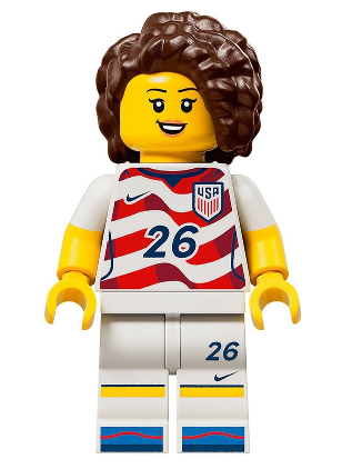 lego 2026 mini figurine edi008 Soccer Player Female, US Team, Stripes Jersey 