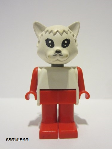 lego 1979 mini figurine fab3g Catherine / Cathy Cat (Cook) White Head and Top 