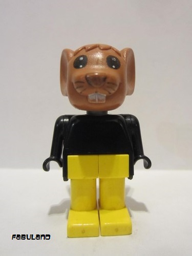 lego 1979 mini figurine fab9d Michael Mouse (Moe) Brown Head, Yellow Legs, Black Top 