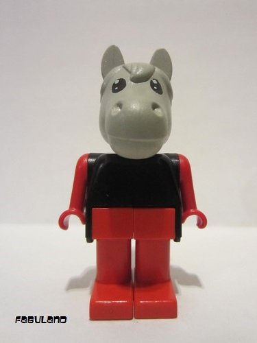lego 1980 mini figurine fab6d Harry Horse Light Gray Head, Red Legs, Black Top 