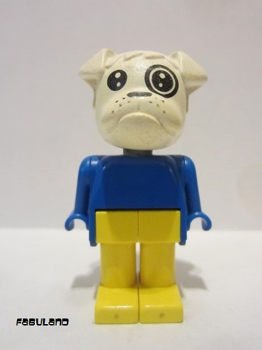 lego 1981 mini figurine fab2d Boris Bulldog (Postman) White Head, Blue Top 