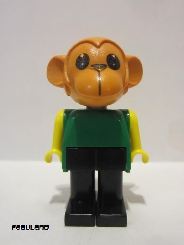 lego 1981 mini figurine fab8d Chester Chimp Brown Head, Black Legs, Green Top, Yellow Arms 