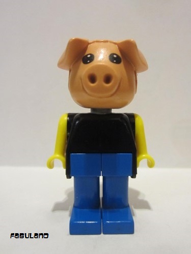 lego 1982 mini figurine fab11b Hugo Hog Blue Legs, Black Top, Yellow Arms 