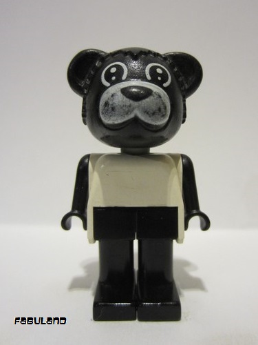 lego 1982 mini figurine fab1b Billy Bear Black Head, Legs and Arms, White Top 