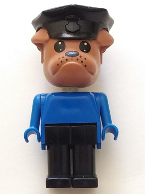 lego 1982 mini figurine fab2a Bertie Bulldog (Police Chief) Brown Head, Black Police Hat 