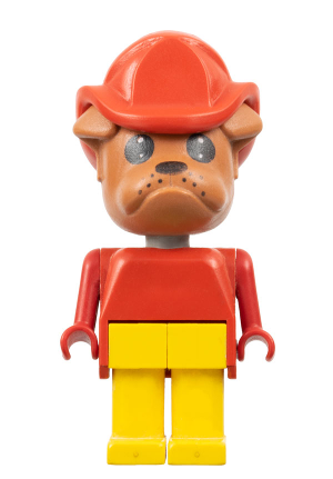 lego 1982 mini figurine fab2g Barty Bulldog (Fire Chief) Brown Head, Red Fire Helmet, Yellow Legs 